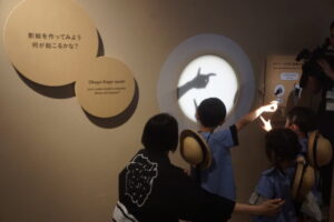 オカゲかげあそび♪手で影絵を作ると影が動き出すよ!の様子